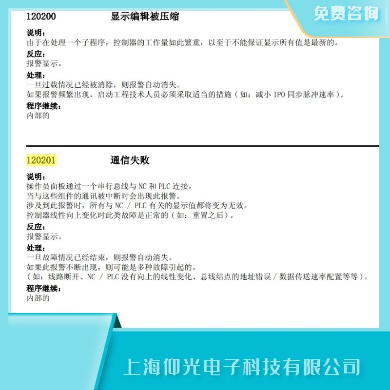 西門子數(shù)控系統(tǒng)840d報(bào)120200顯示編輯被壓縮故障維修